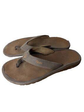OLUKAI Java Brown Flip Flops OHANU SANDALS Men's Size 12 Thong Casual Beach